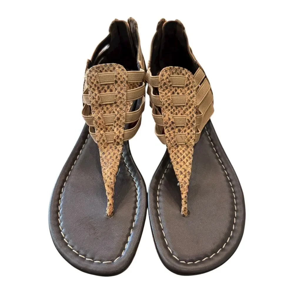 Donald J Pliner Deena-UF Snake Embossed Cork Sandals Natural 7.5 NIB